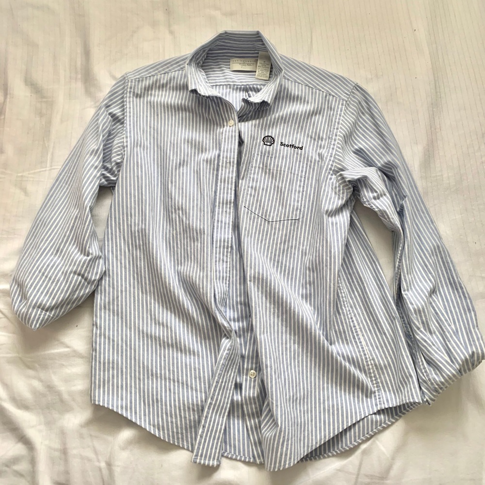 Striped SHELL brand collar shirt